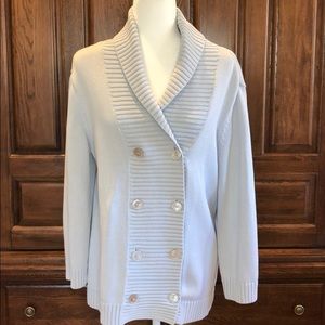Womens Ralph Lauren Sweater SZ XL Ice Blue Buttons